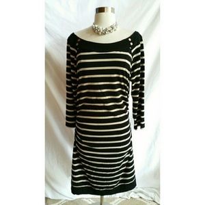 WHBM Gold and Black Striped Dress
